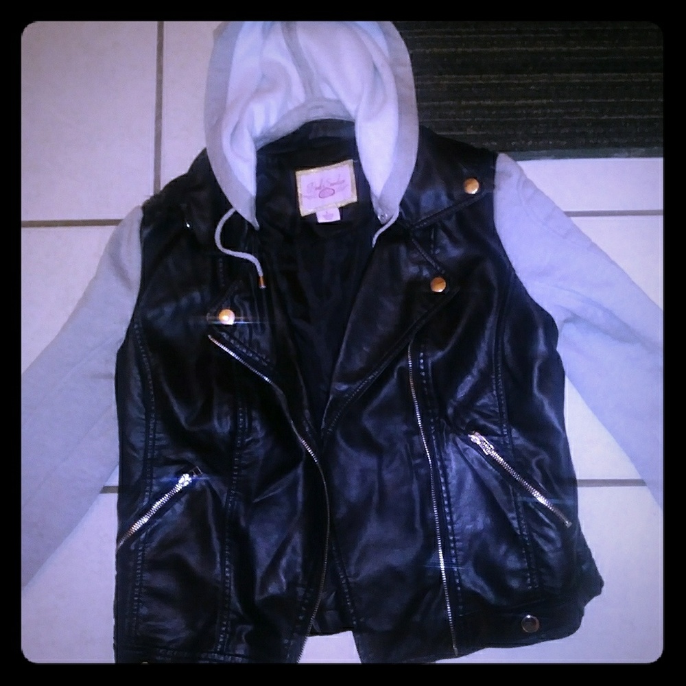 Leather sweat jacket
